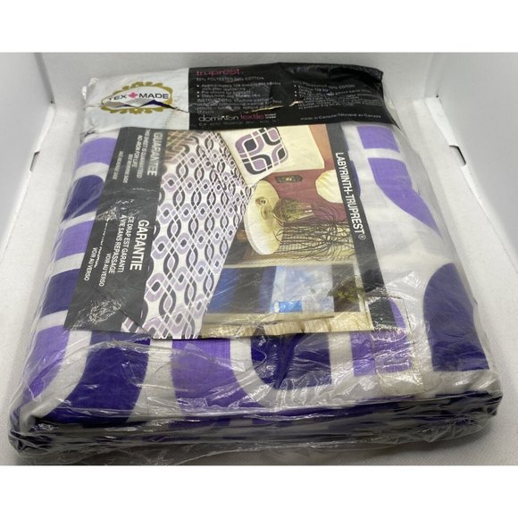 Texmade Labyrinth Truprest Twin Bed Flat Sheet Geometric Links 1970s Purple - Picture 7 of 15